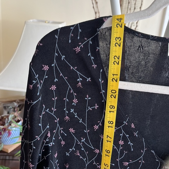 ❤️Floral Vine Print Open Front Short Sleeve Black Shrug or Cardigan-6 or 8P - Picture 11 of 14